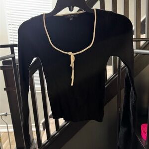 Love Tree Black Long Sleeve with Cream Trim